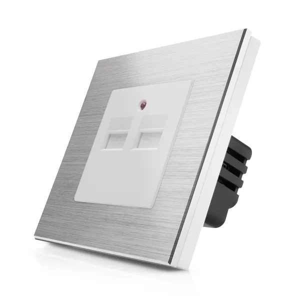 Kompletní USB nabíječka v hliníkovém rámečku R-Socket-USB-ALU-SW