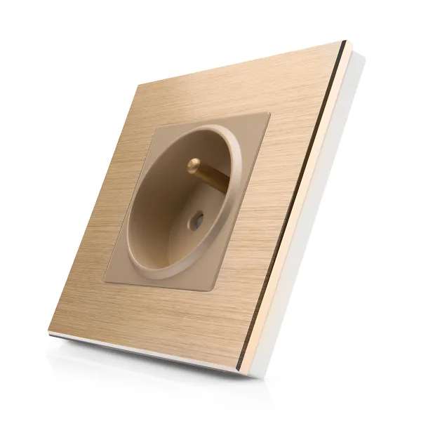 Kompletní 230V zásuvka v hliníkovém rámečku R-1Socket-FR-ALU-GG