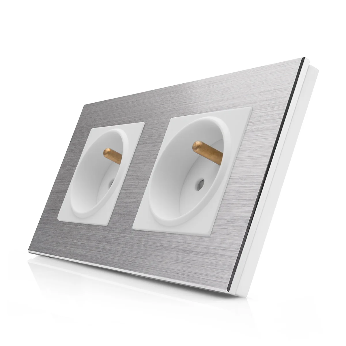 Kompletní zásuvka s hliníkovým rámečkem ROON R-2Socket-FR-ALU-SW