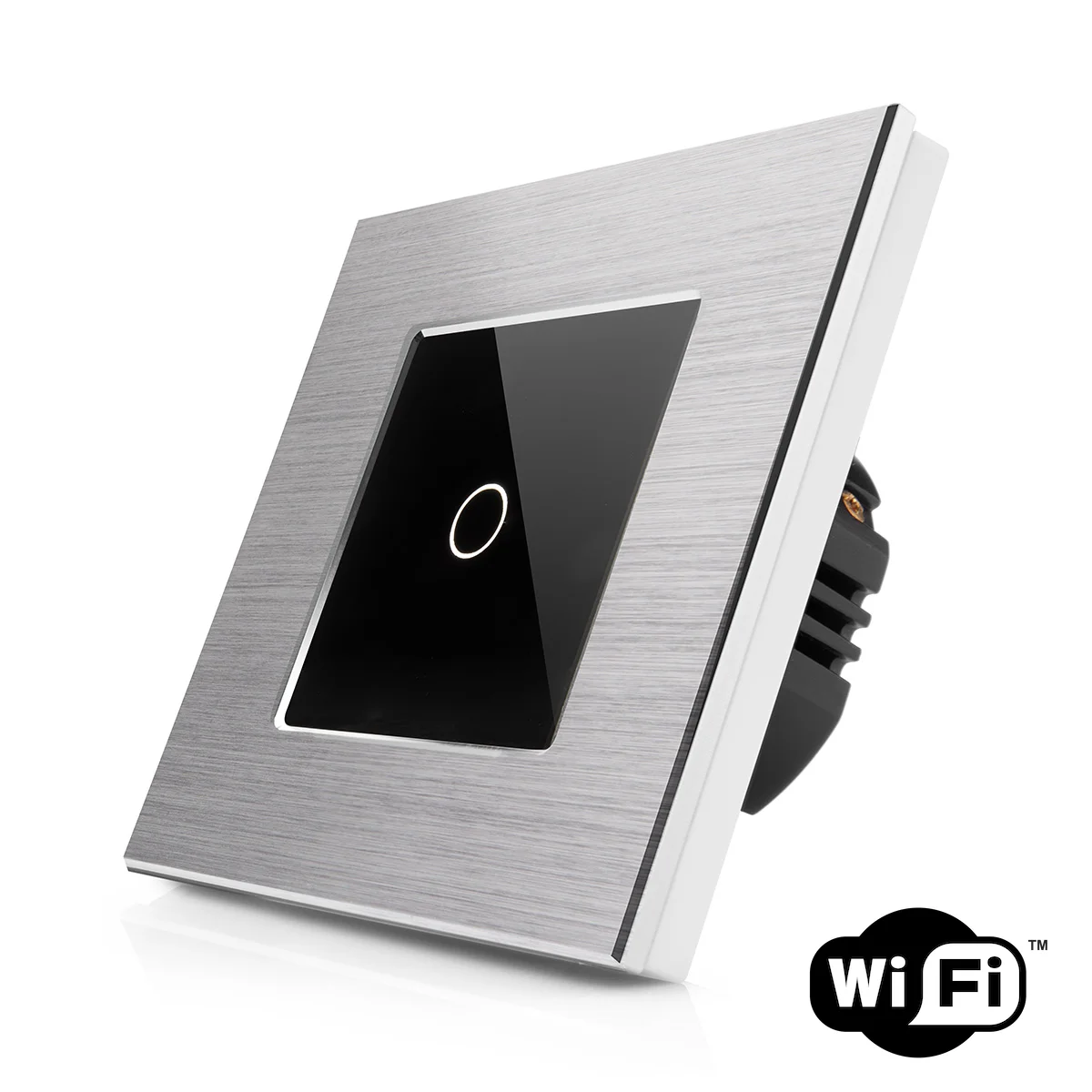 Dotykový vypínač z broušeného hliníku a skla ROON R-T601-wifi-ALU-SB