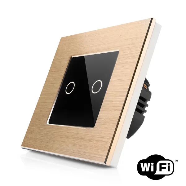 Dotykový dvojitý vypínač z broušeného hliníku s wifi R-T602-wifi-ALU-GB