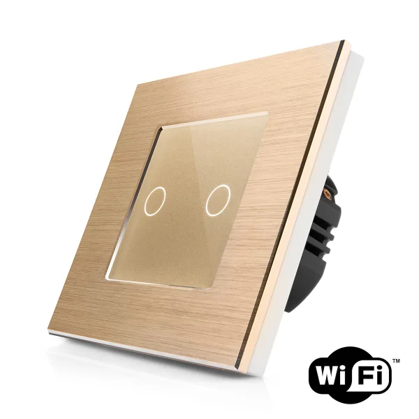 Dotykový dvojitý vypínač z broušeného hliníku s wifi R-T602-wifi-ALU-GG