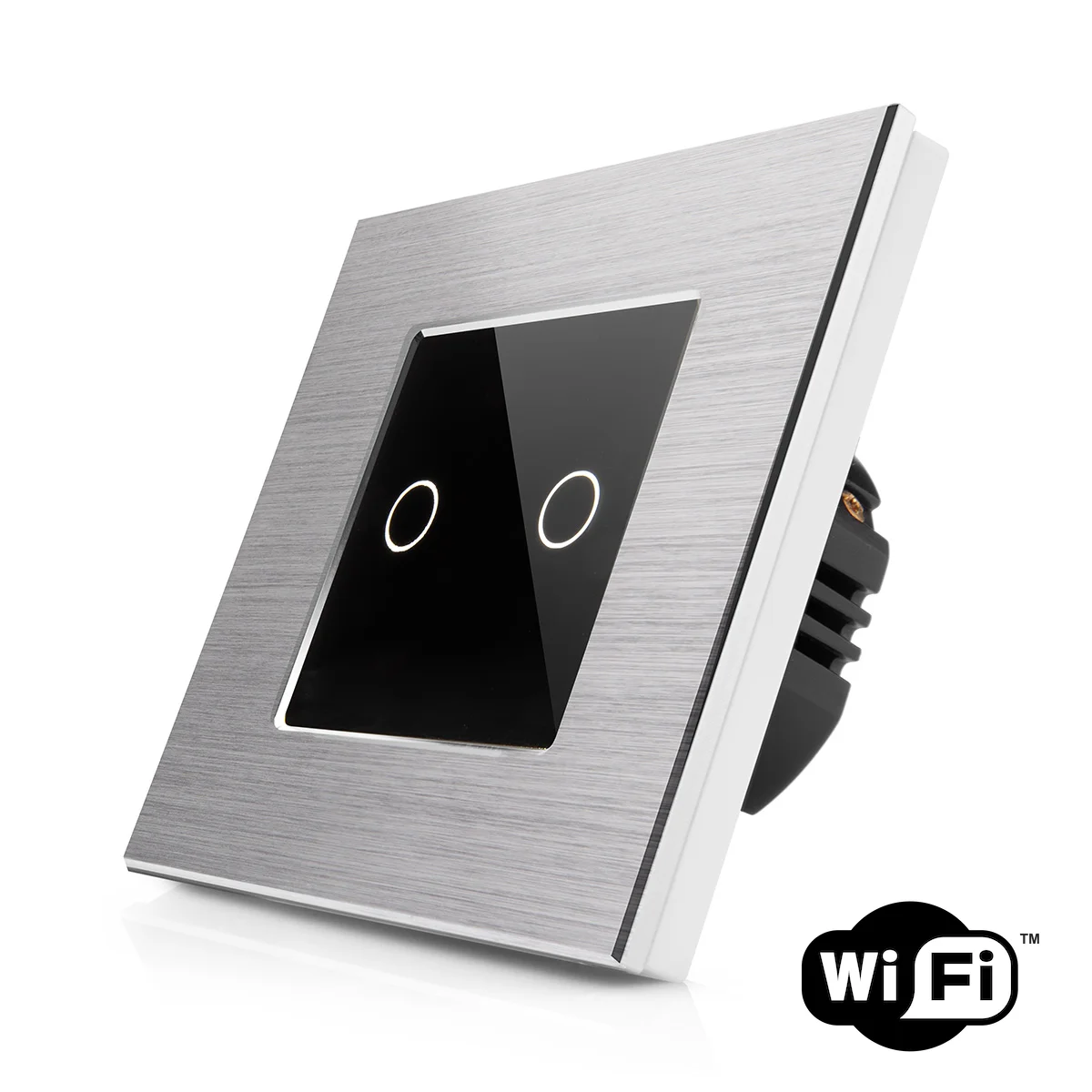 Dotykový vypínač z broušeného hliníku a skla ROON R-T602-wifi-ALU-SB