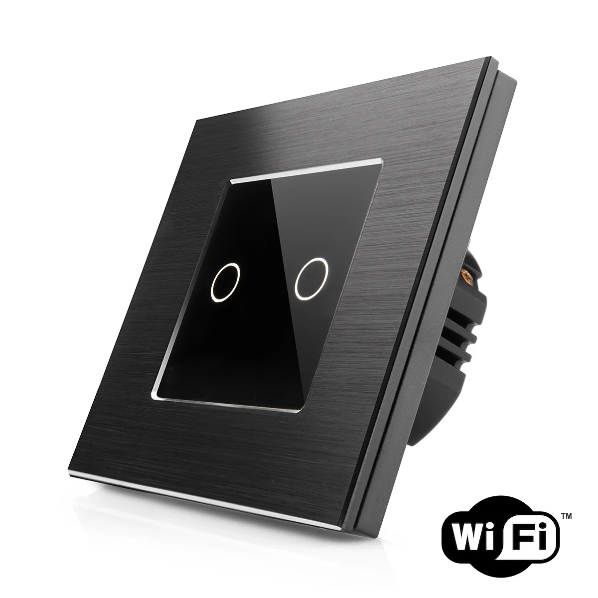 Dotykový žaluziový vypínač z broušeného hliníku a skla ROON R-T602WR-wifi-ALU-BB
