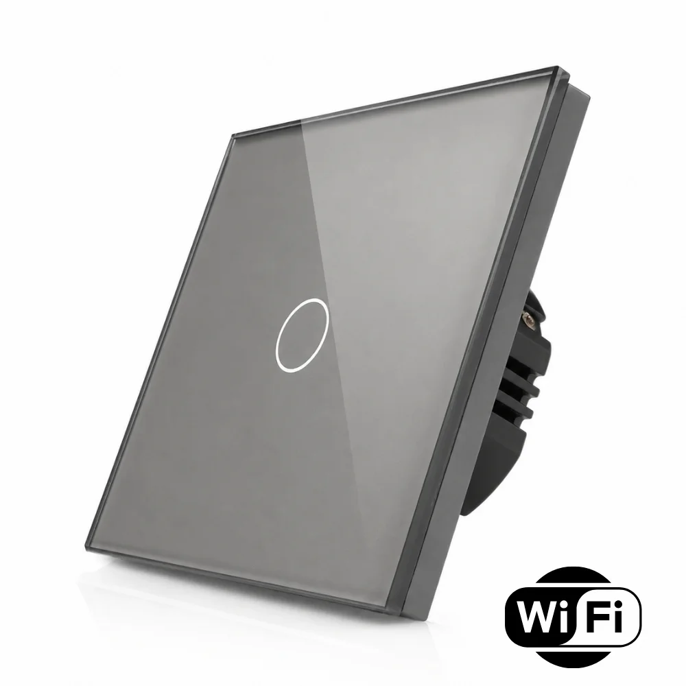 Skleněný dotykový vypínač s wifi R-T601-wifi-GR Šedá Sklo