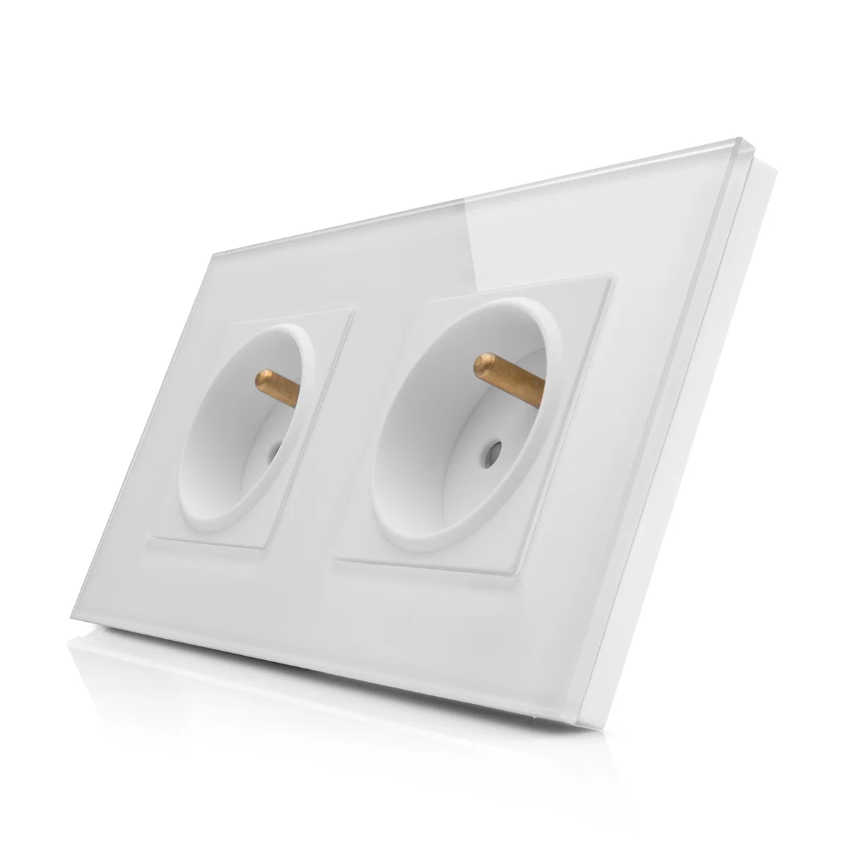 Kompletní skleněná dvojzásuvka ROON R-2Socket-FR-WW