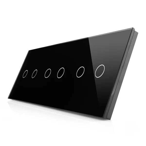 Skleněný panel pro 3 dvojité vypínače ROON - R-2C/2C/2C-B
