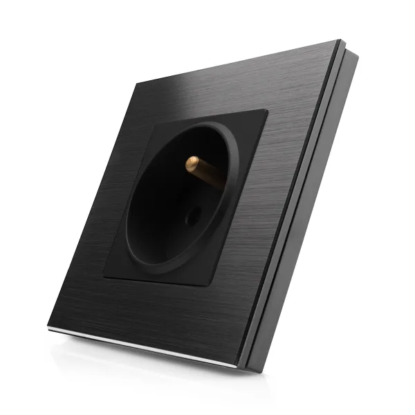 Kompletní 230V zásuvka v hliníkovém rámečku R-1Socket-FR-ALU-BB