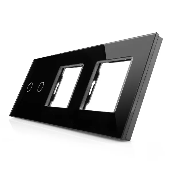Skleněný panel pro dvojitý vypínač a 2 zásuvkové moduly ROON - R-2C/SR/SR-B