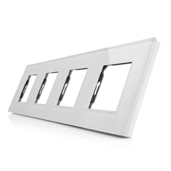 Skleněný rámeček pro 4 zásuvkové moduly ROON - R-4SR-W