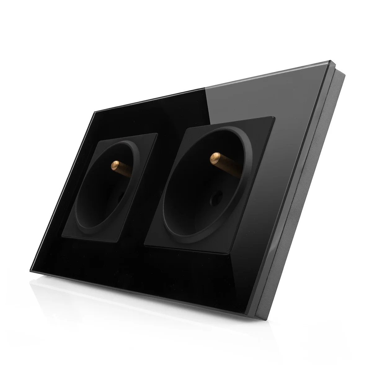 Kompletní skleněná dvojzásuvka zásuvka ROON R-2Socket-FR-BB